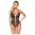 Abierta Fina - Open Lace Bodysuit with Rhinestones (Black)