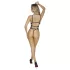 Abierta Fina - Open Lace Bodysuit with Rhinestones (Black)