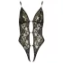 Abierta Fina - Open Lace Bodysuit with Rhinestones (Black)