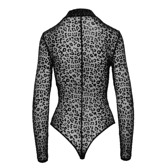 Noir - Leopard Print Long-Sleeve Bodysuit (Black)