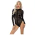 Noir - Leopard Print Long-Sleeve Bodysuit (Black) - M