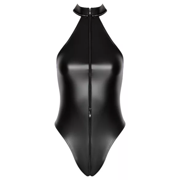 Noir - Shiny Halter Neck Bodysuit (Black) - XL