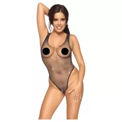 Cottelli - black fishnet bodysuit with rhinestones (S-L)