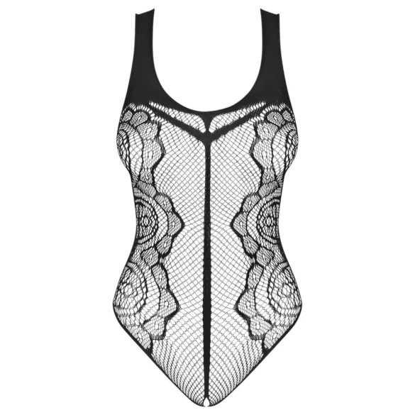 Obsessive B335 - Sheer, Open-Back Bodysuit (Black) - S-L