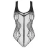 Obsessive B335 - Sheer, Open-Back Bodysuit (Black) - S-L