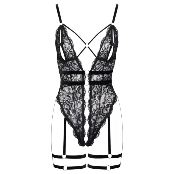 Cottelli - Open Strappy Black Lingerie Bodysuit - L