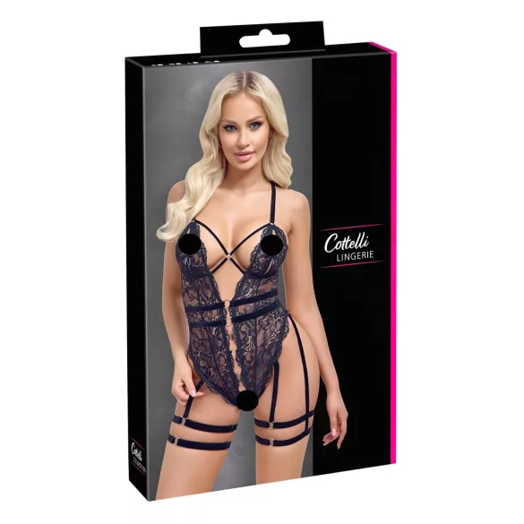 Cottelli - Open Strappy Black Lingerie Bodysuit - L