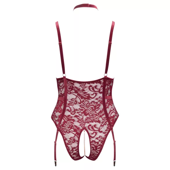 Cottelli Curves - Chain Lace Bodysuit (Red) - 2XL