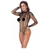 Cottelli - black striped open crotch bodysuit (S-L)