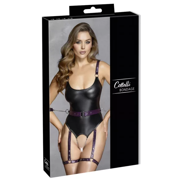 Cottelli - Open Bondage Body with Cuffs (Black) - M