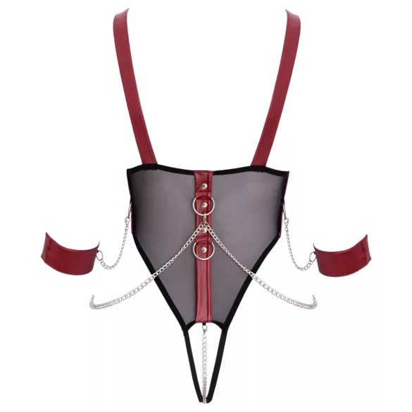 Cottelli Bondage - Strappy Open Body with Chain (Black) - L