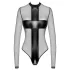 Noir - Sheer Crossed-Back Bodysuit (Black) - M