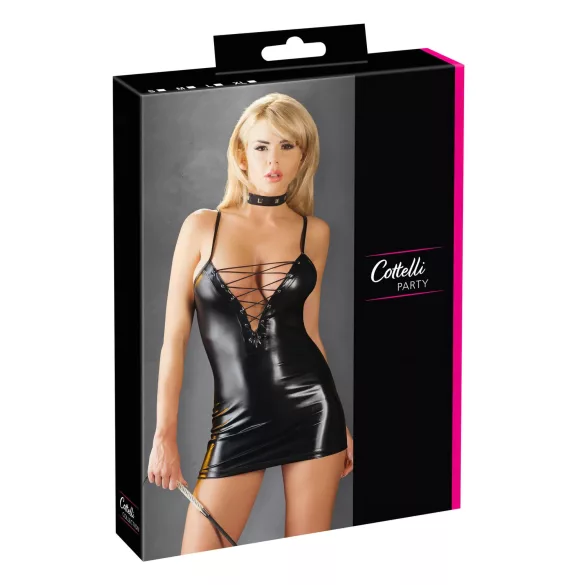 Cottelli - shiny lace-up dress (black) - M