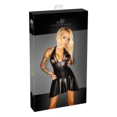   Noir - Layered Dress with Sheer Bodice and Halter Neck (Black)
