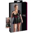 Cottelli Plus Size - Shiny Black Dress with Red Corset - XXXL