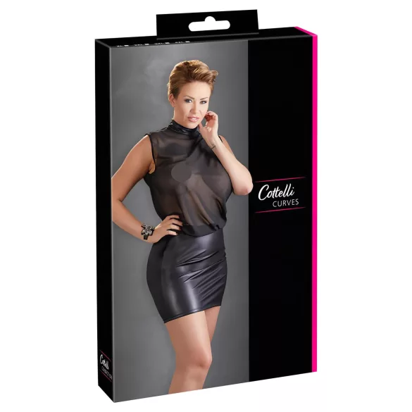 Cottelli Plus Size - Shimmering Chiffon Dress (Black) - 3XL