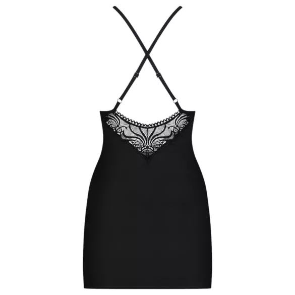 Obsessive 828-CHE-1 - Sparkling Strap Dress & Thong Set (Black) - L/XL