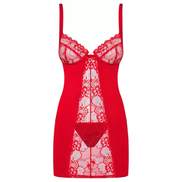 Obsessive Heartina - Red Nightdress & Thong Set - L/XL