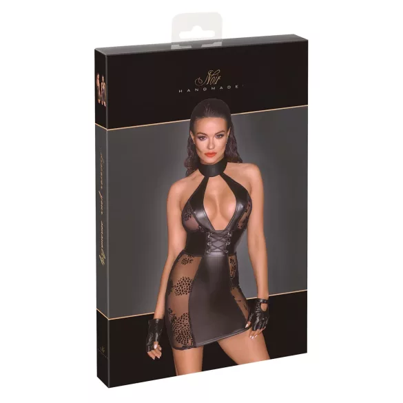 Noir - Lace-Up Mini Dress (Black) - L