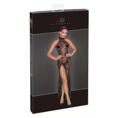 Noir - Sheer Black Floral Maxi Dress - M