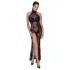 Noir - Sheer Black Floral Maxi Dress - M