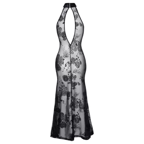 Noir - Sheer Black Floral Maxi Dress - XL