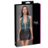 Cottelli - Shiny Lace-Up Dress with Lace (Black-Green)