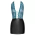 Cottelli - Shiny Lace-Up Dress with Lace (Black-Green)