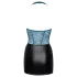 Cottelli - Shiny Lace-Up Dress with Lace (Black-Green)