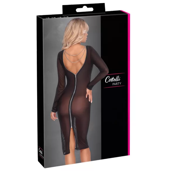 Cottelli Party - Sheer Zipper Dress (Black) - L