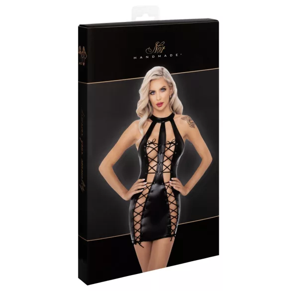 Noir - Special Lace-Up Mini Dress (Black)