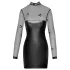Noir - Black Glossy Dress with Sheer Top - M