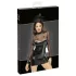 Noir - Black Glossy Dress with Sheer Top - L
