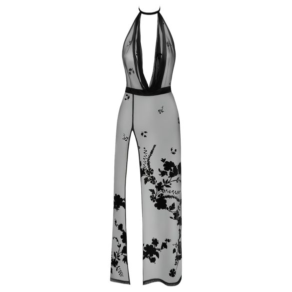Noir - Sheer Floral Maxi Dress (Black) - M