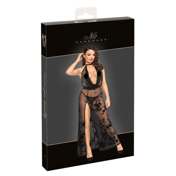 Noir - Sheer Floral Maxi Dress (Black) - XL