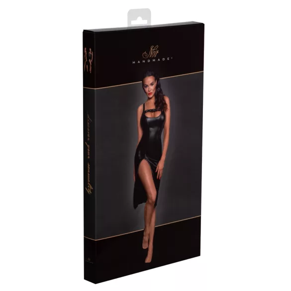 Noir - Sleek Faux Leather Dress (Black)