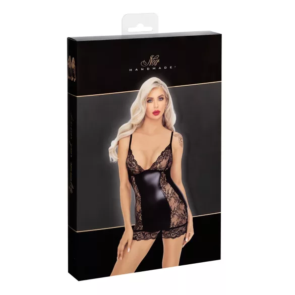 Noir - Black Mini Dress with Sheer Sides - M