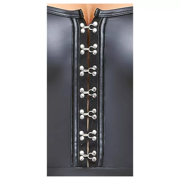 Cottelli - Shiny Mini Dress with Pleated Skirt (Black) - L