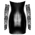 Noir - Shiny Dress with Lace Inserts (Black)
