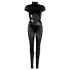 Cottelli - short-sleeved shiny catsuit (black) - S