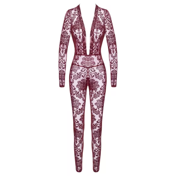 Noir Kink Royal - Sheer Catsuit (Red) - M