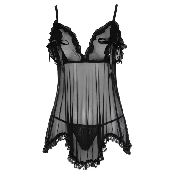 Cottelli - Light, Ruffled Babydoll (Black) - XXL