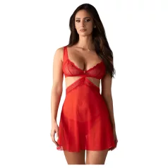 Obsessive Cupide Desir - Sheer Lace Nightdress Set (Red)