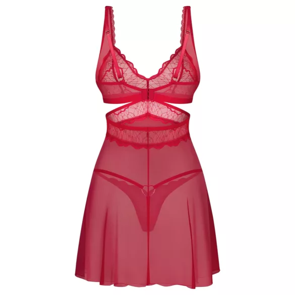 Obsessive Cupide Desir - Sheer Lace Nightdress Set (Red)