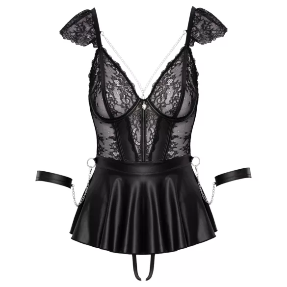 Cottelli Bondage - Lace Mini Dress with Handcuffs (Black) - M