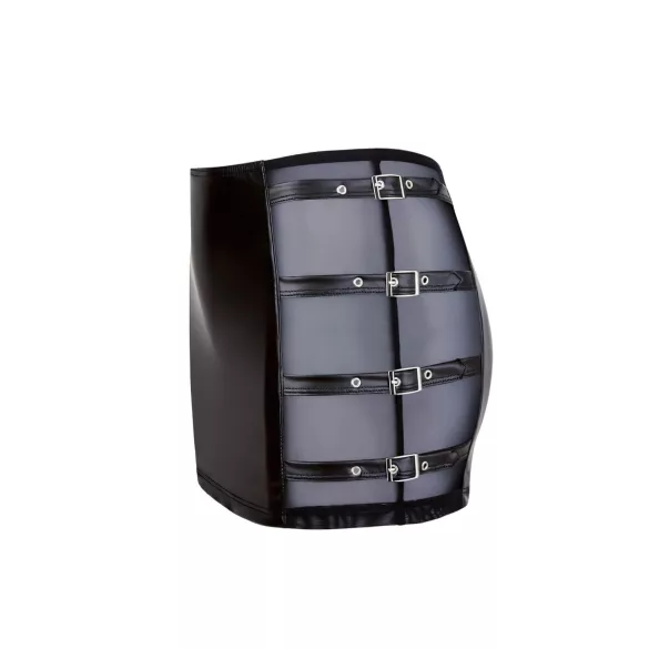 Cottelli - Shiny Buckle Mini Skirt (Black) - M