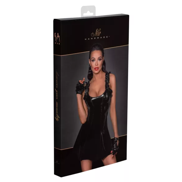 Noir - Ruffled Mini Dress (Black) - M