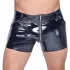 Black Level - Men's Vinyl Shorts with Side Pockets (Black)