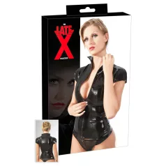 Late X zipped short-sleeve women’s top (black) - S