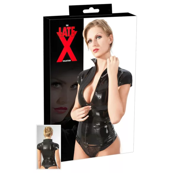 Late X zipped short-sleeve women’s top (black) - 2XL